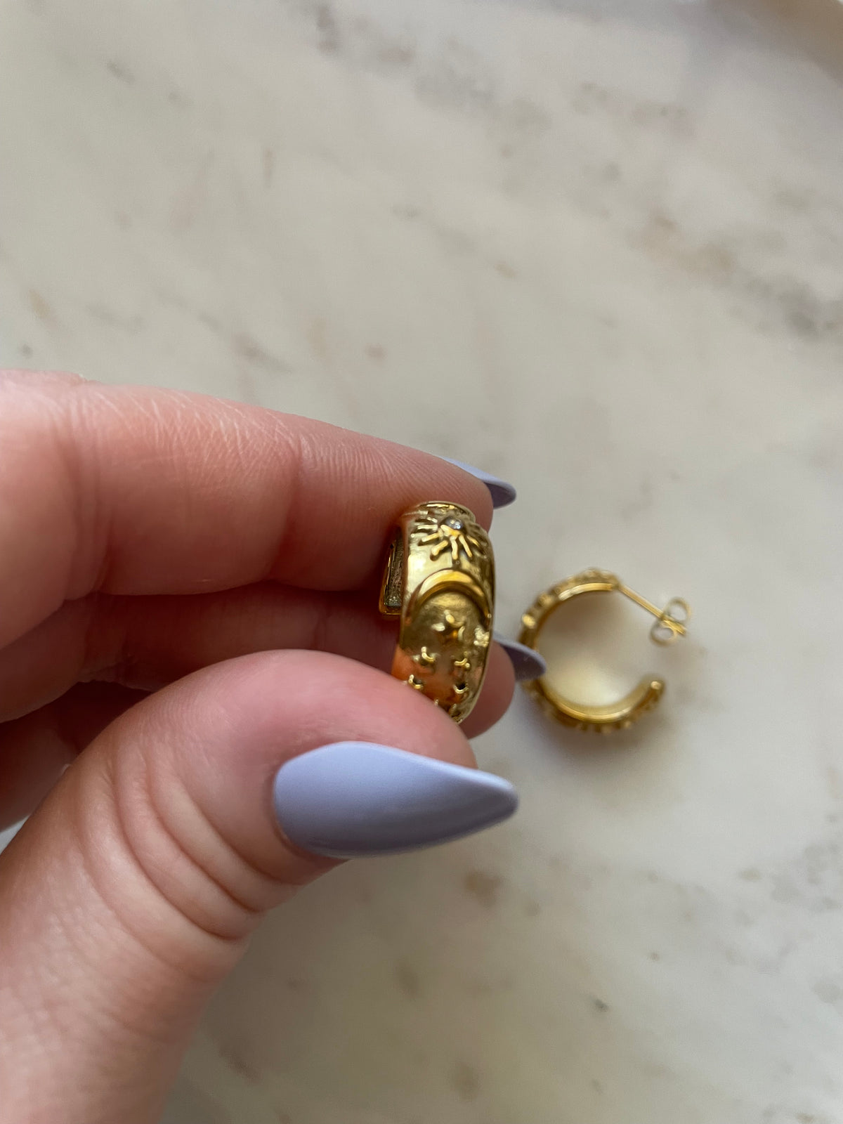 Sun and Moon Hoop Earrings