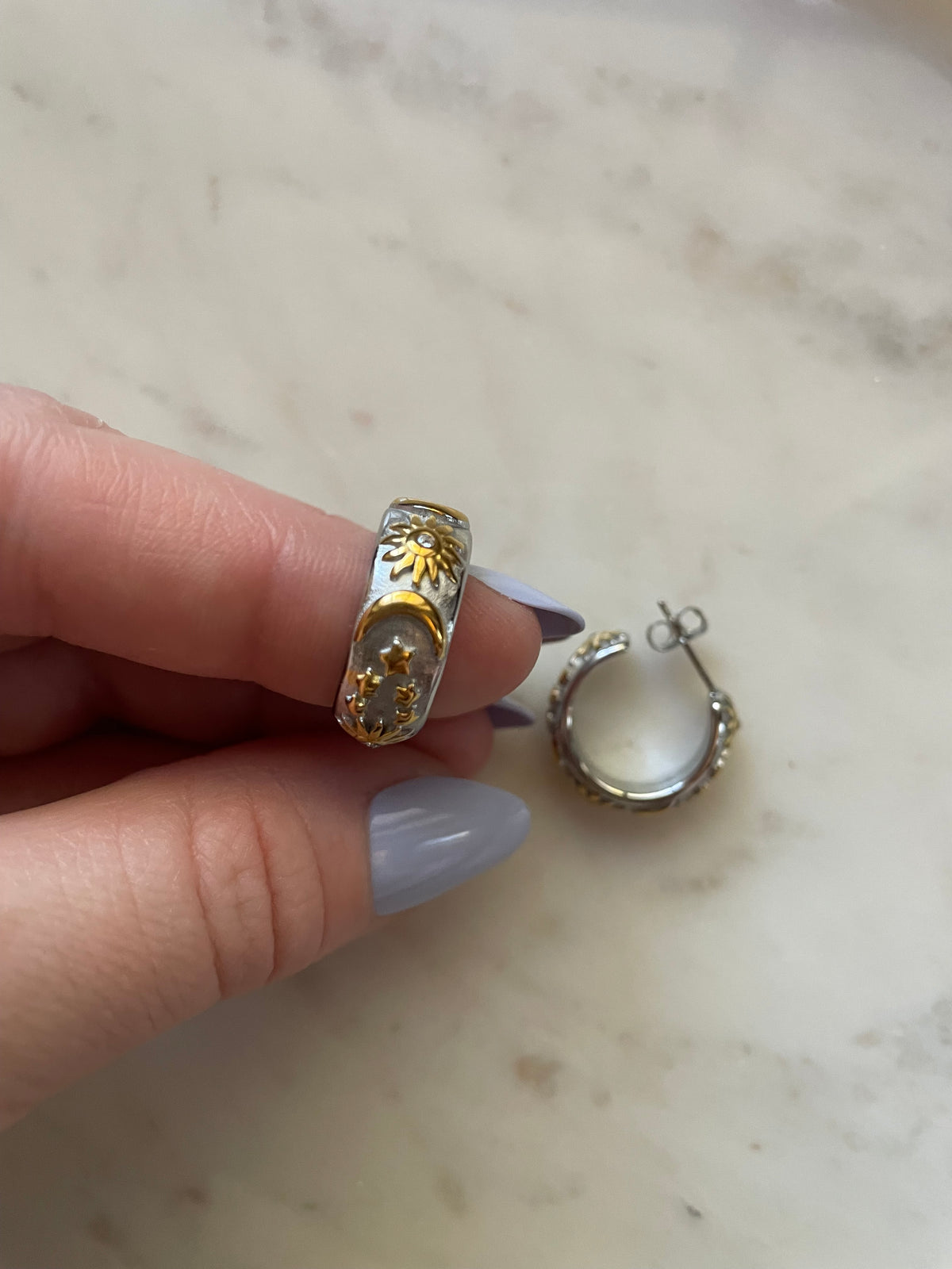 Sun and Moon Hoop Earrings