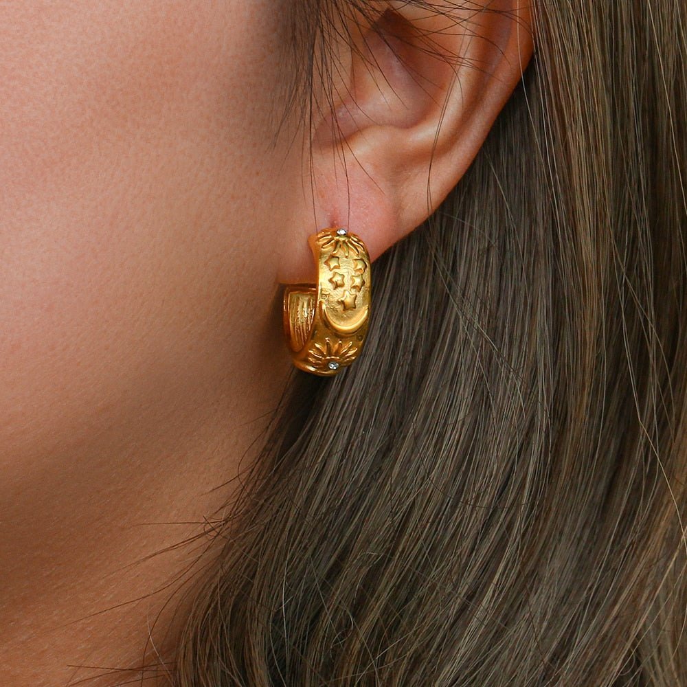 Sun and Moon Hoop Earrings
