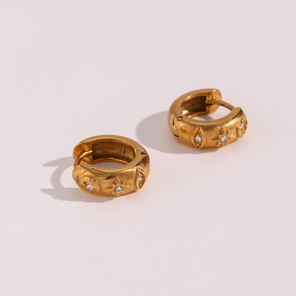 Sun and Moon Hoop Earrings in Gold - Sun Rhea Jewelry BoutiqueEarrings