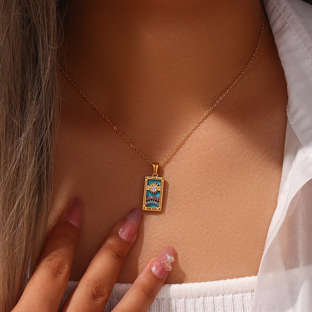 Tarot Card Pendant Necklace - Sun Rhea Jewelry BoutiqueNecklaces