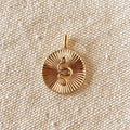18k Gold Filled Snake Serpent Plate Pendant Featuring Rays Pattern Background