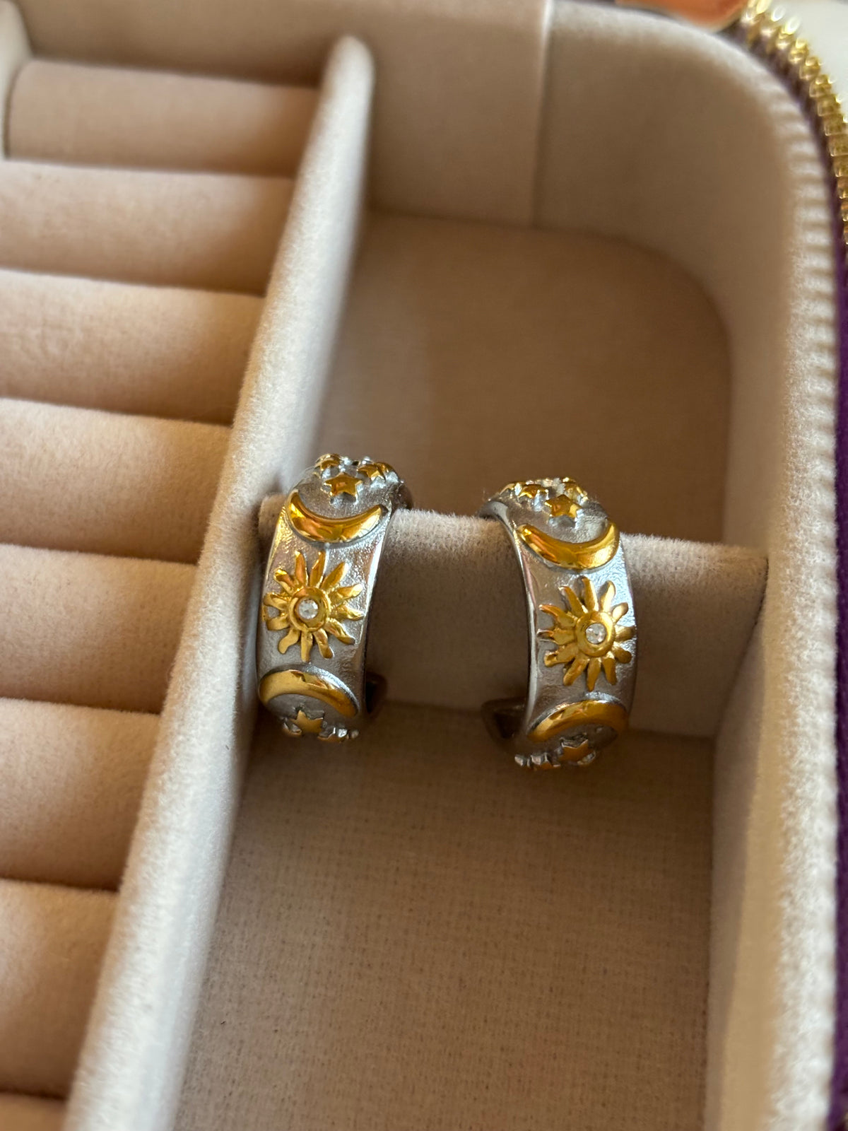 Sun and Moon Hoop Earrings