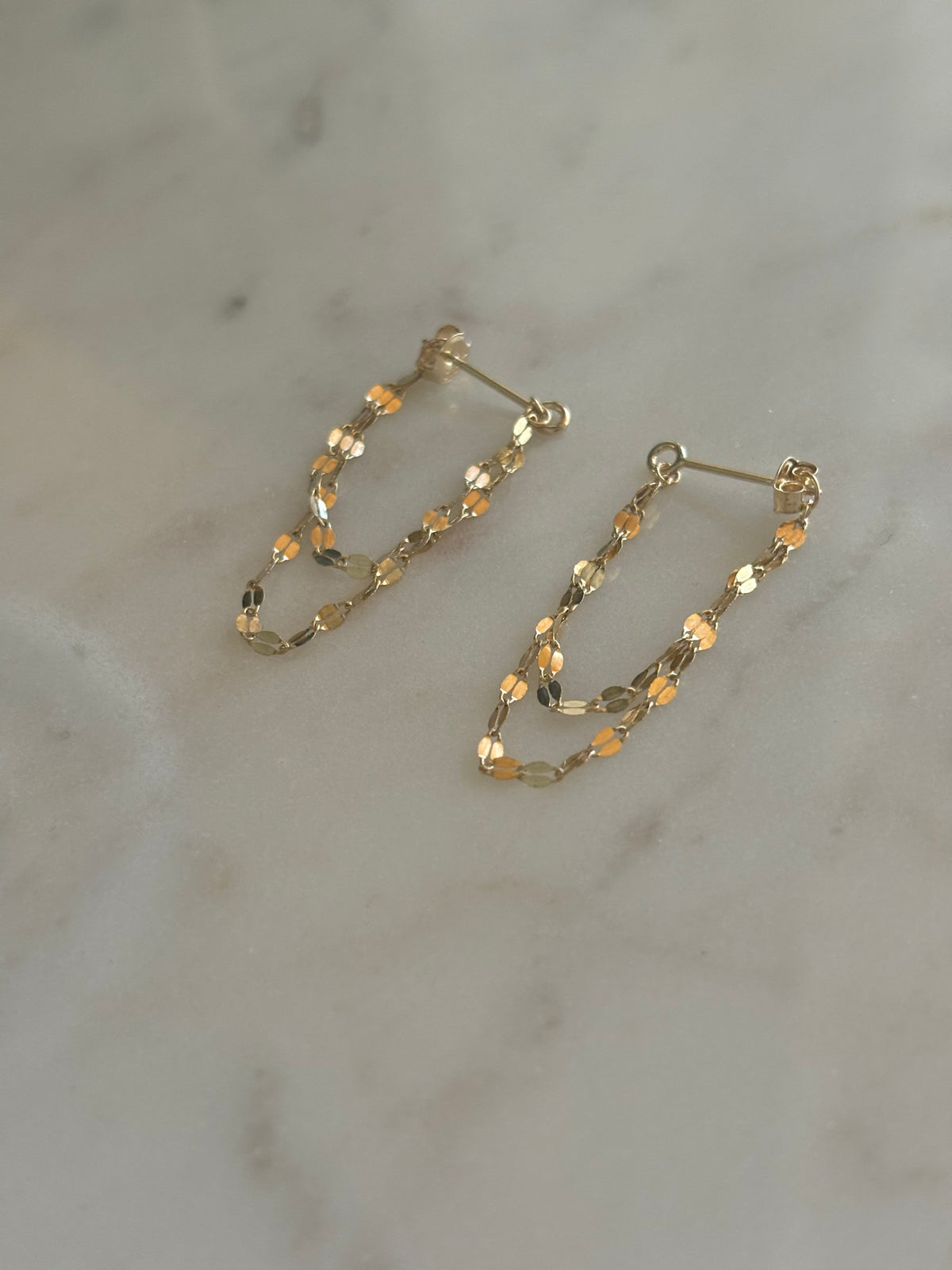 14k Gold Double Tassel Earrings