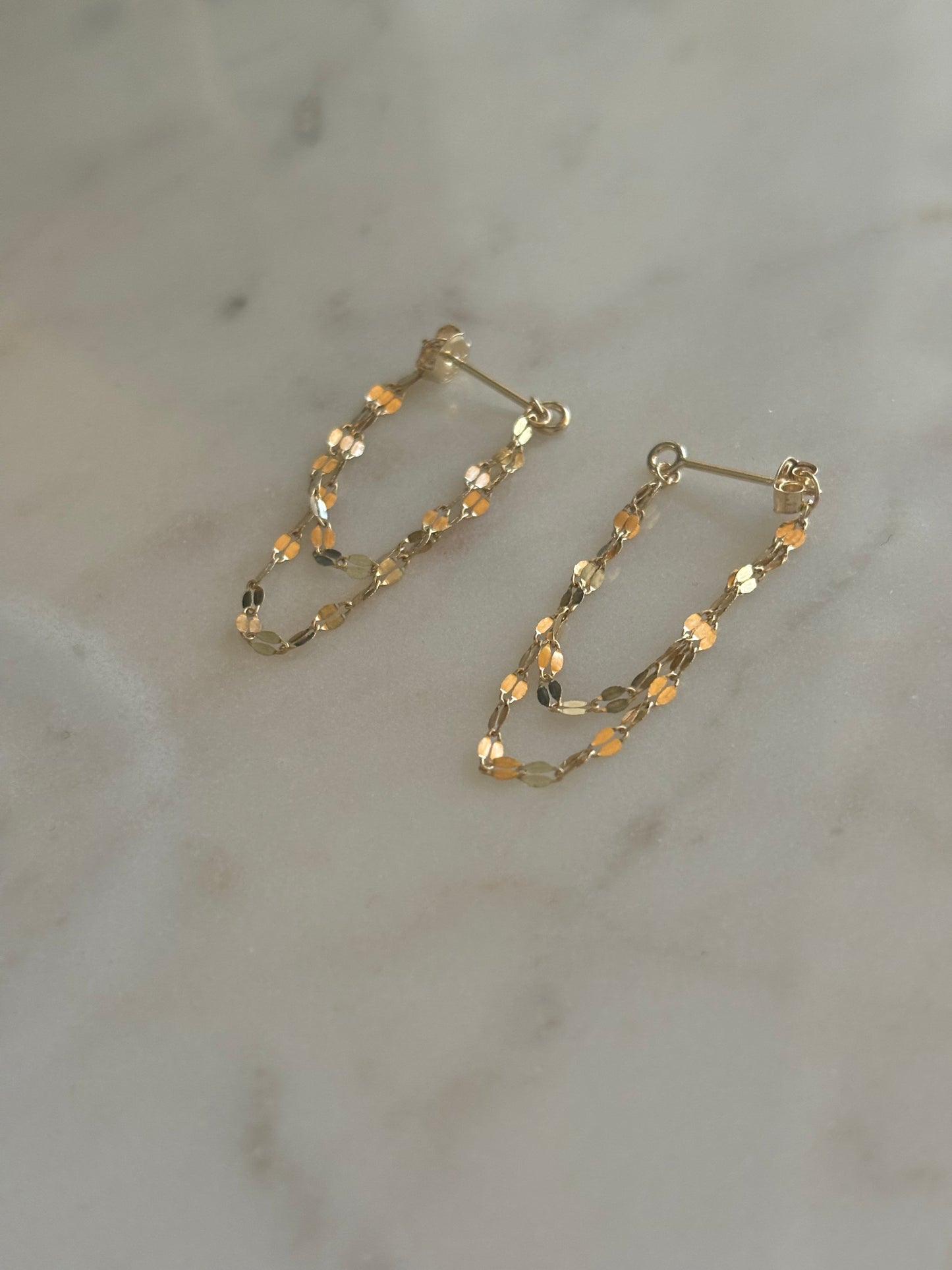 14k Gold Double Tassel Earrings