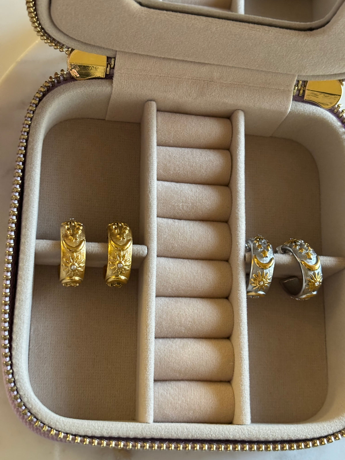 Sun and Moon Hoop Earrings