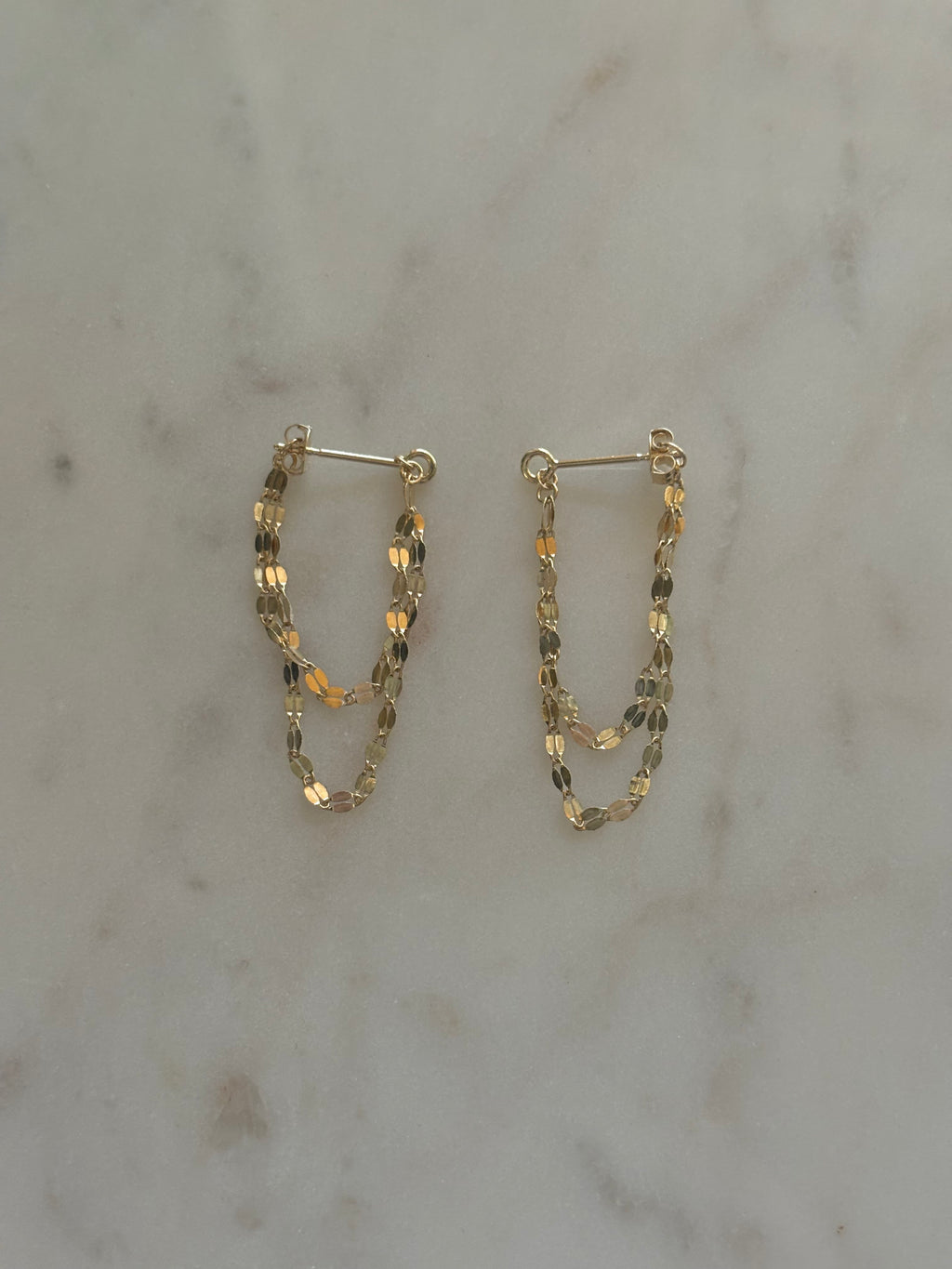 14k Gold Double Tassel Earrings