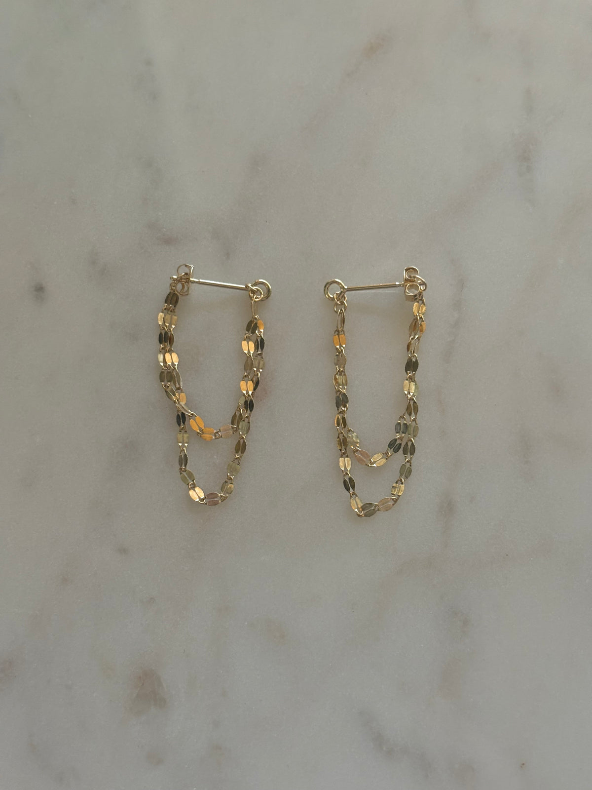 14k Gold Double Tassel Earrings