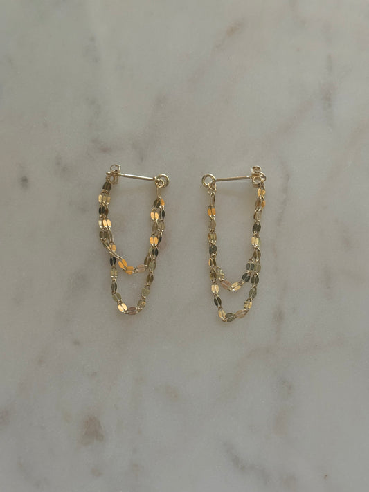 14k Gold Double Tassel Earrings