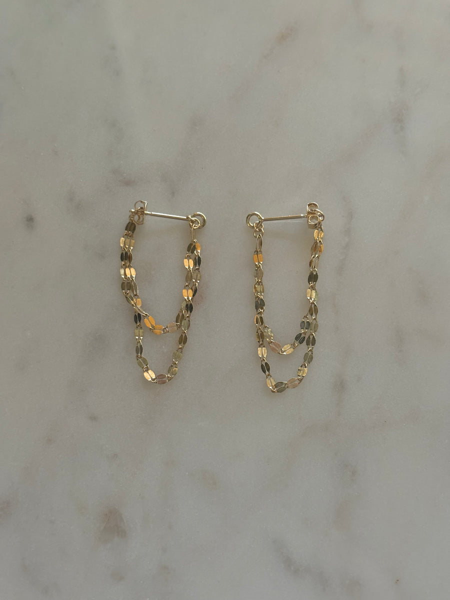 14k Gold Double Tassel Earrings