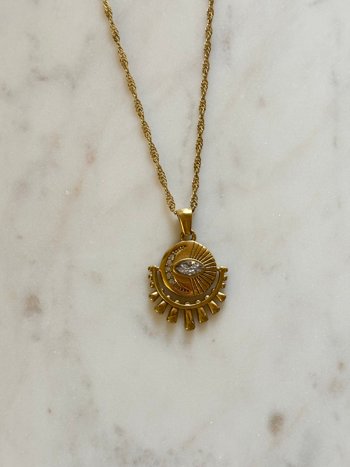 Evil Eye Moon Necklace