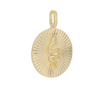 18k Gold Filled Snake Serpent Plate Pendant Featuring Rays Pattern Background