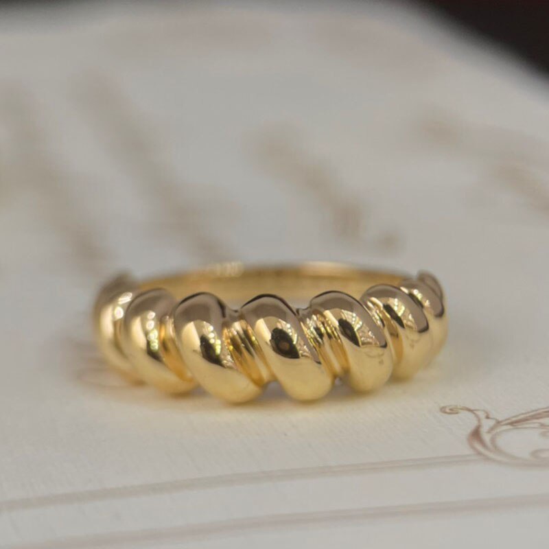 Solid Gold French Croissant Ring