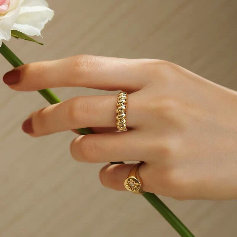 Solid Gold French Croissant Ring