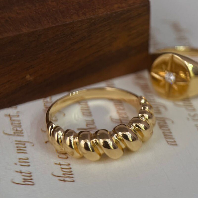 Solid Gold French Croissant Ring