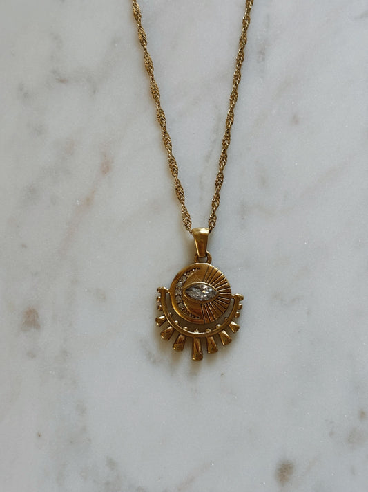 Evil Eye Moon Necklace