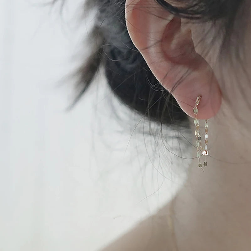 14k Gold Double Tassel Earrings