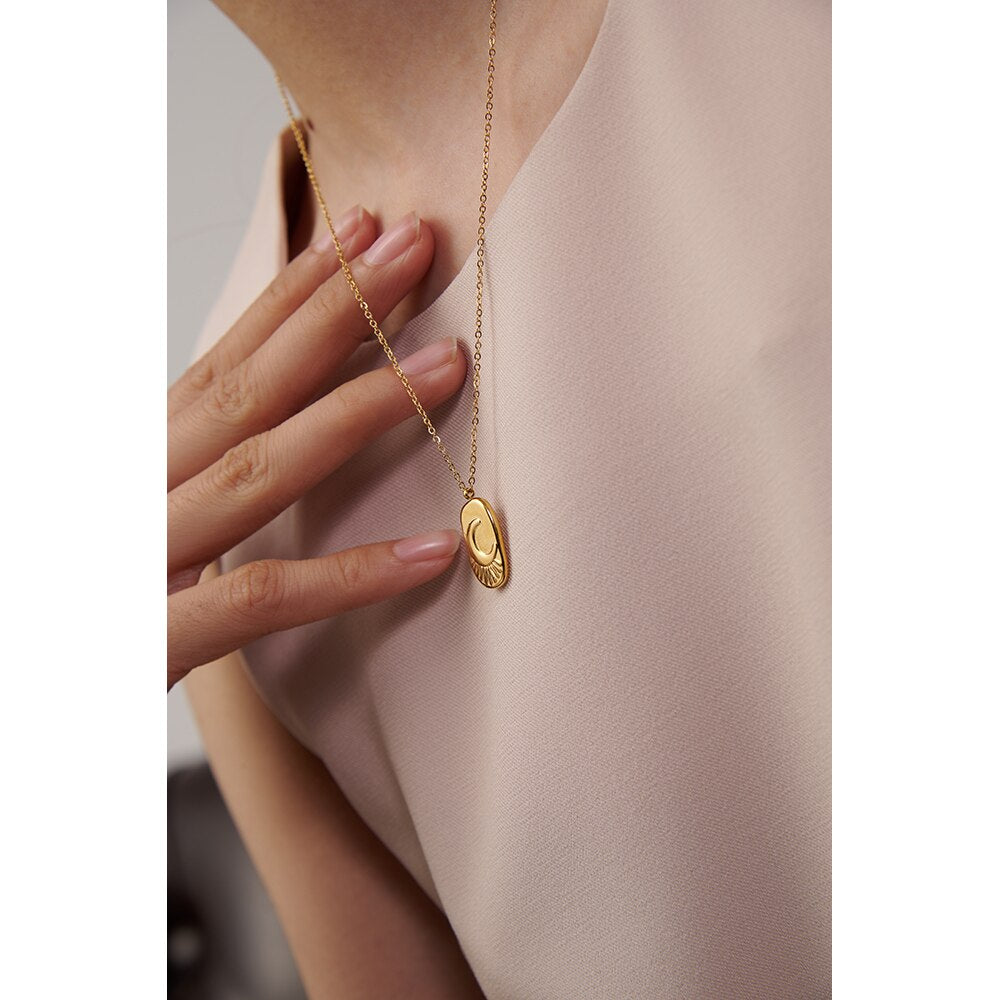 Moon and North Star Pendant Necklace