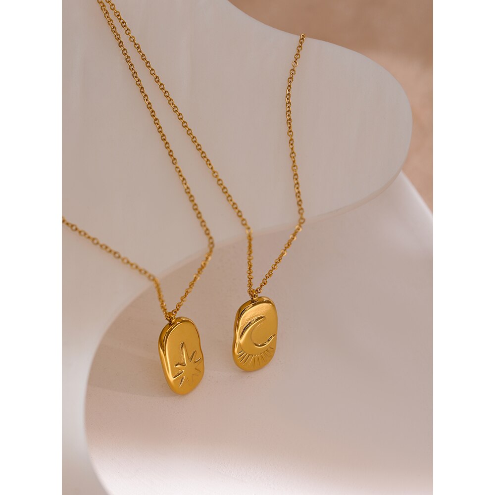 Moon and North Star Pendant Necklace