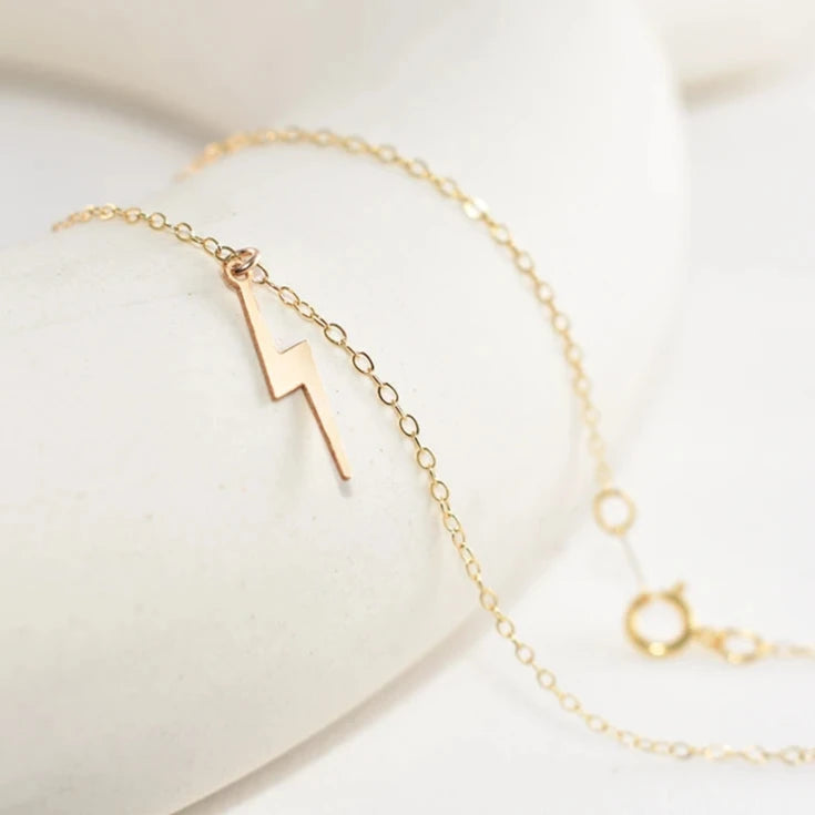 gold filled lightning bolt necklace