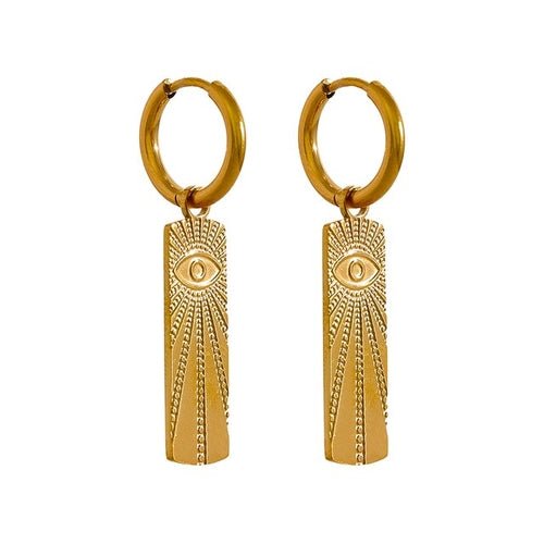 Evil Eye Rectangle Hoops - Sun Rhea Jewelry BoutiqueEarrings